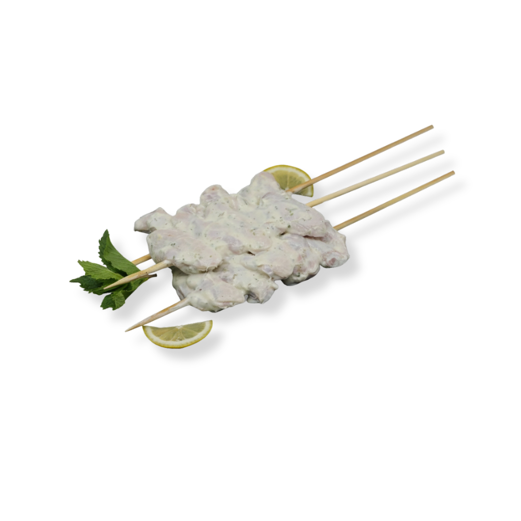 Fresh Chicken Wings Skewers Marinated with White Sauce (4 Pieces)